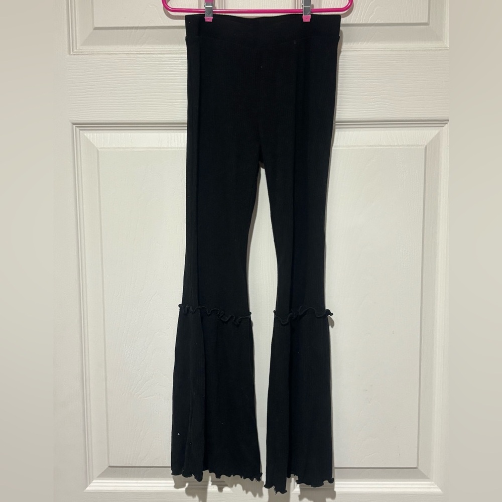 Art Class Black Ribbed Flared Kids Bottoms